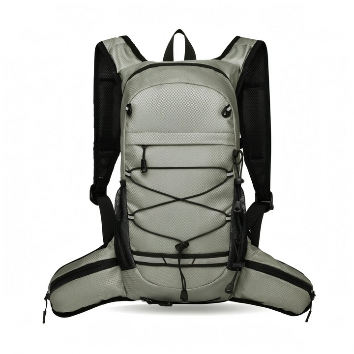 Open lightweight travel daypack revealing spacious interior, perfect for organizing outdoor gear.