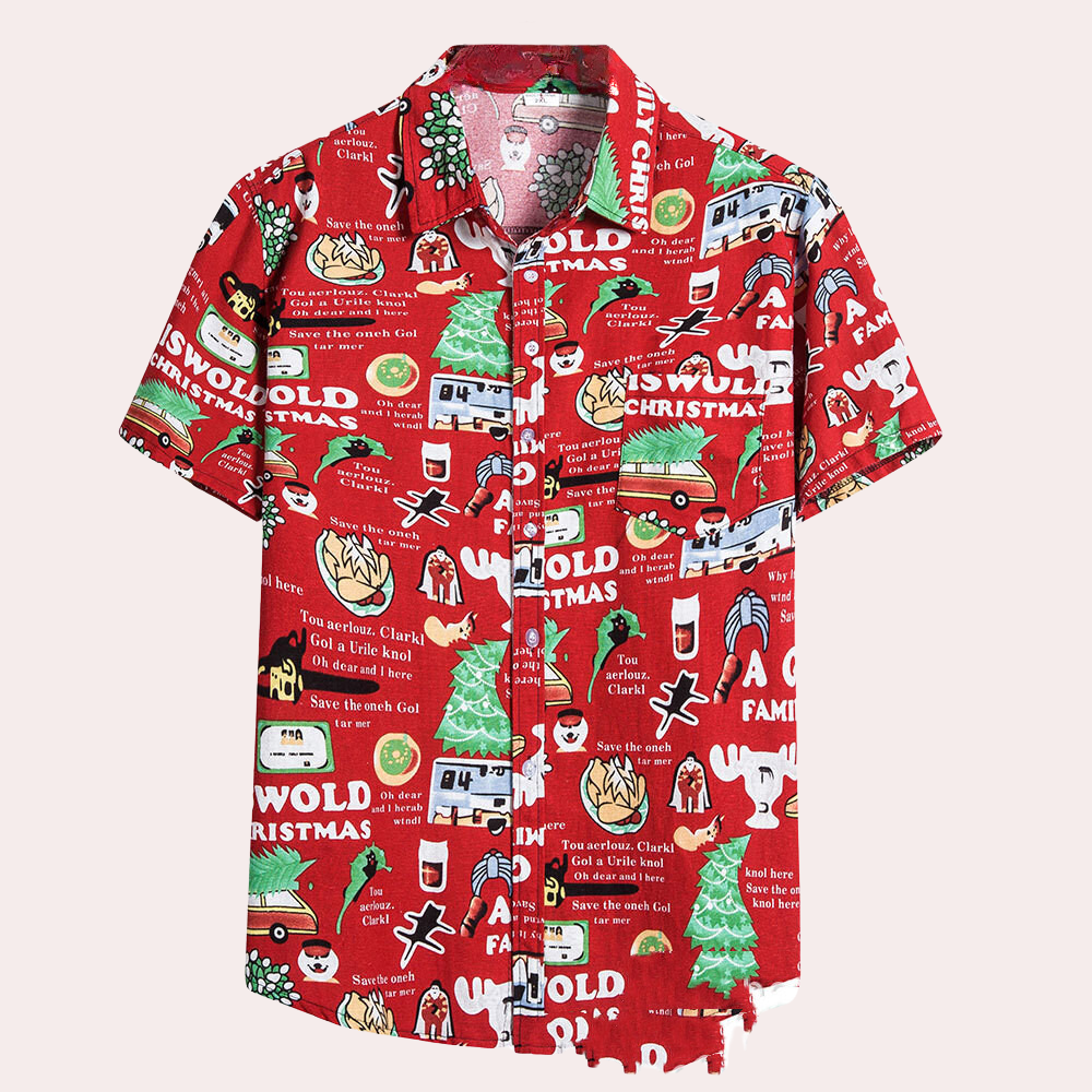 Back view of a comfortable men's summer shirt, ideal for warm weather and casual wear.