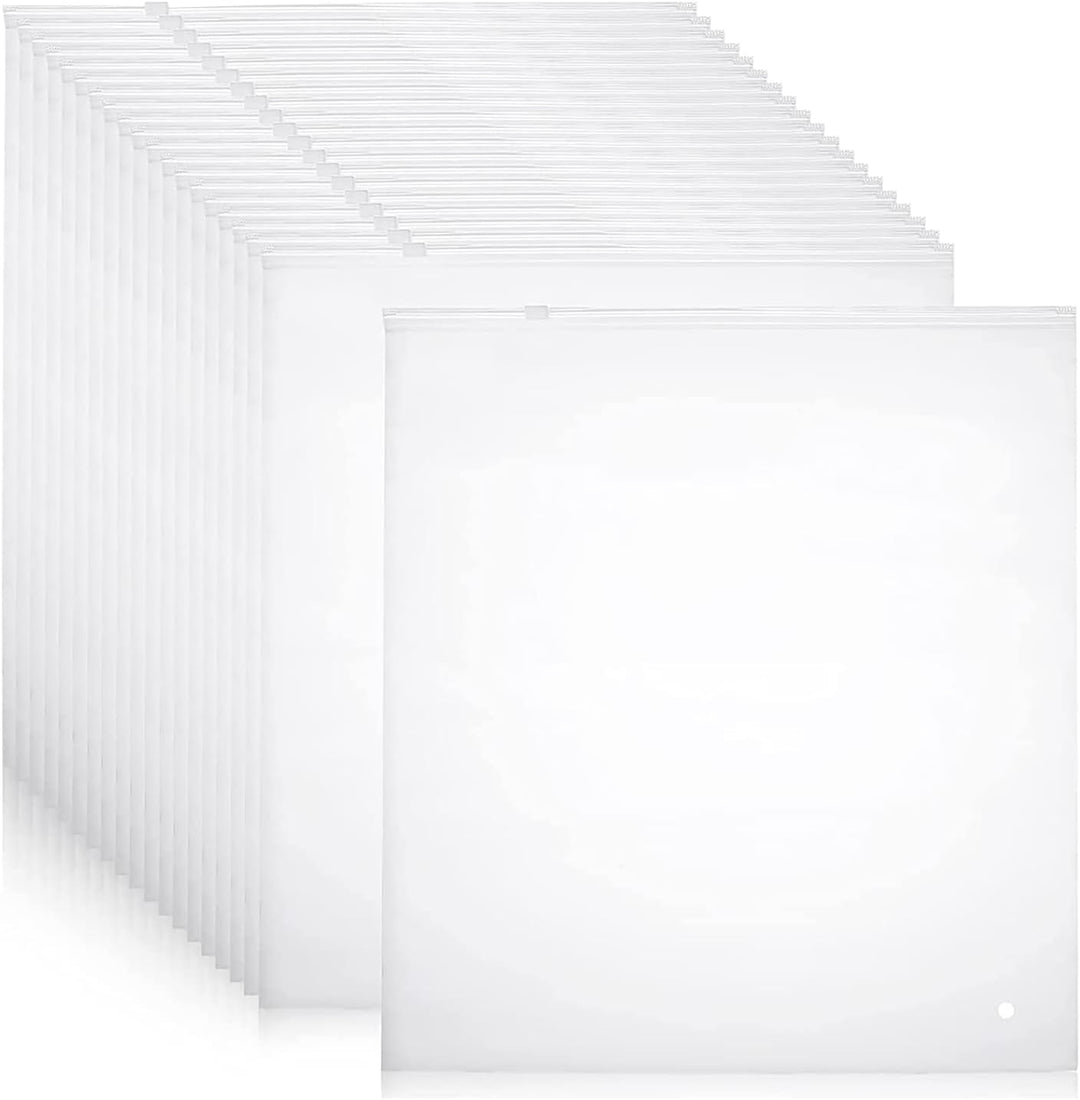 Frosted reusable garment sleeves, 20-pack for protective storage & closet organization.