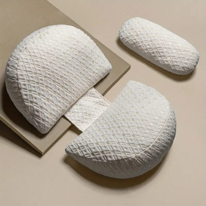 Supportive pregnancy pillow for back pain relief & belly support, ensuring better sleep for expectant mothers.