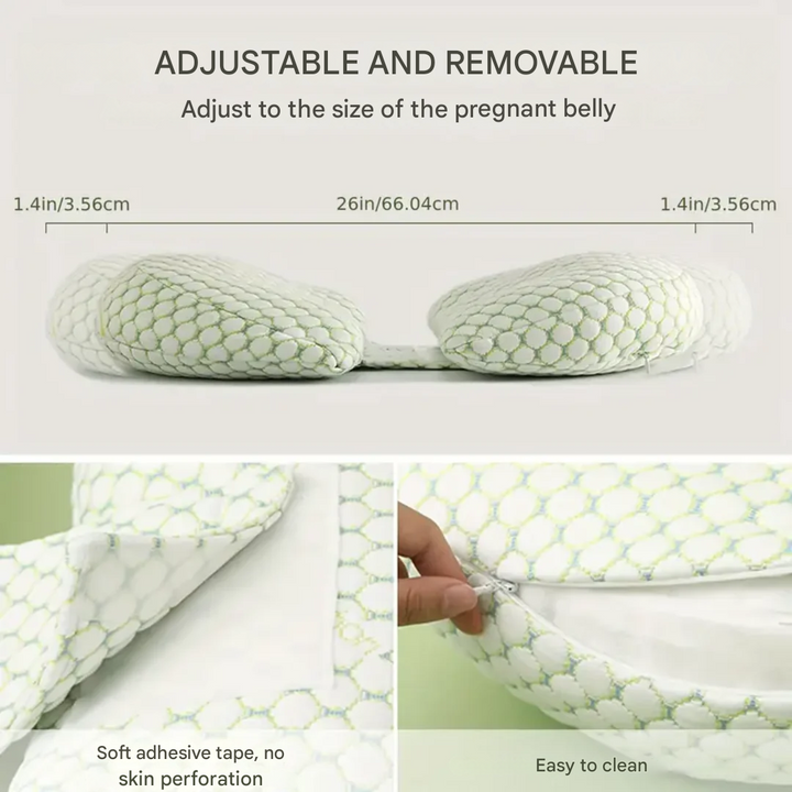 Ergonomic maternity support pillow, perfect for side sleepers, relieving discomfort during pregnancy.