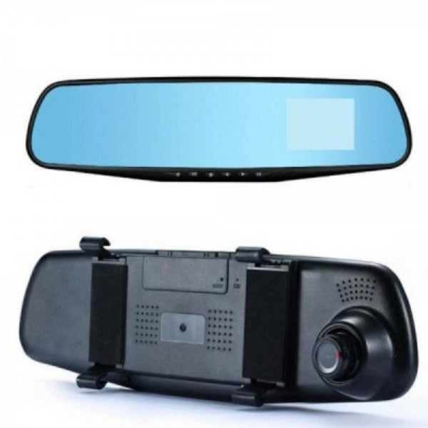 Car camera system: Full HD rearview mirror dash cam with motion detection, road recorder.