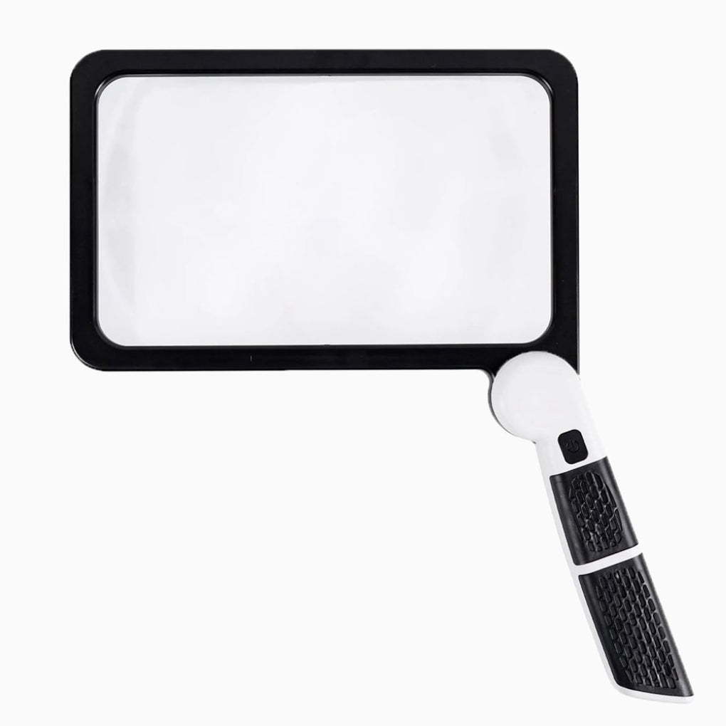 Portable full-page magnifier with handle for clear vision assistance, reduces eye strain for reading & hobbies.