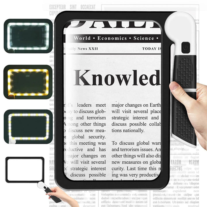 Handheld document magnifier, full page size, perfect for reading aid, hobby work, and vision support for seniors.