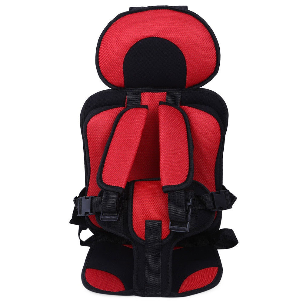 Detail of the secure buckle system on a high-quality children's car seat, ensuring child safety.