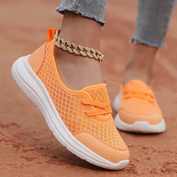 Orthopedic women's walking shoes with excellent arch support, cushioned sole, and breathable fabric for comfort.