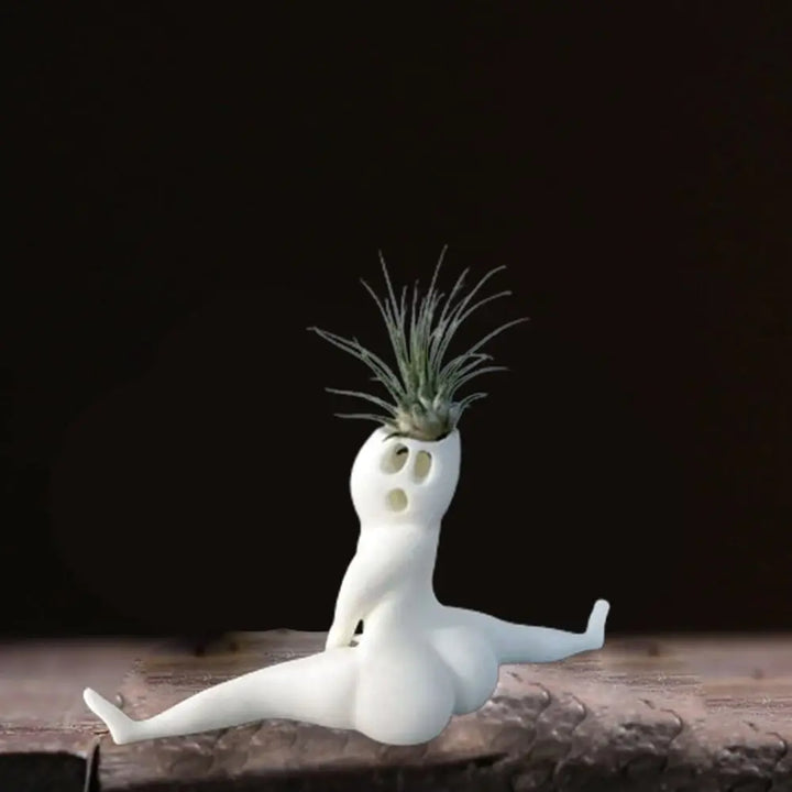 Spooky ghost resin plant holder, a unique decorative display for air plants. Perfect novelty home decor gift.