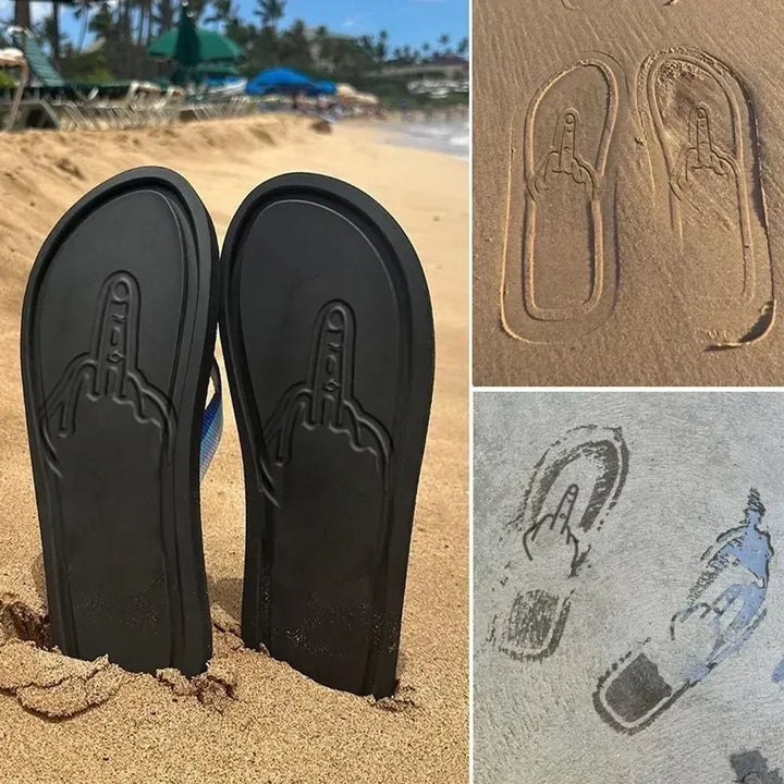 Funny unisex flip flops for summer beach & pool wear. Lightweight & flexible casual sandals.