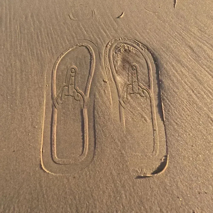 Humorous unisex summer sandals, perfect for beach, pool, or casual outdoor activities.