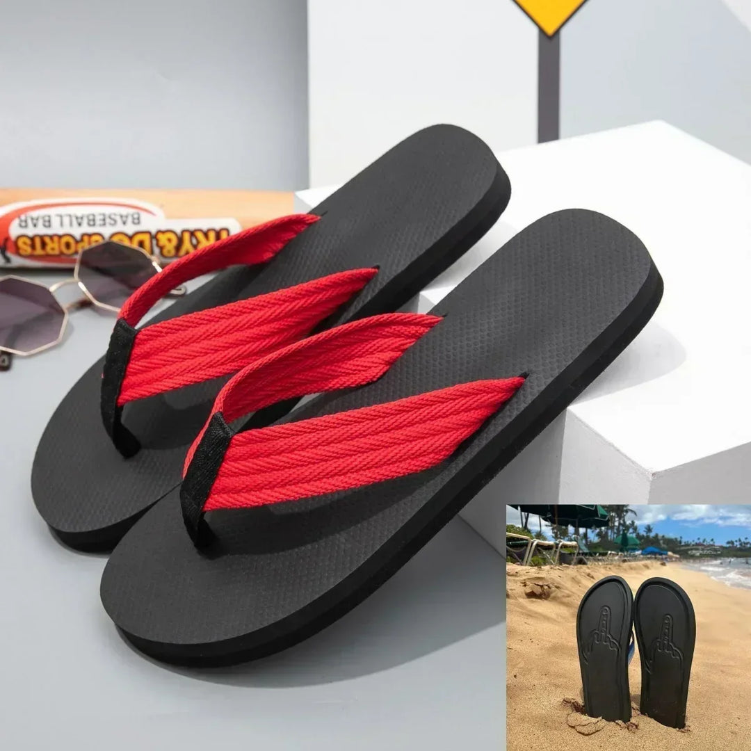Lightweight funny flip flops, flexible unisex casual sandals for summer and beach fun.
