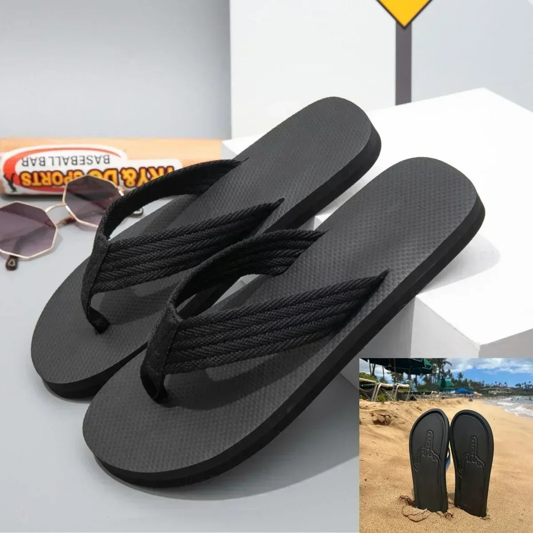 Humorous unisex casual sandals, perfect novelty flip flops for summer, beach, and pool.