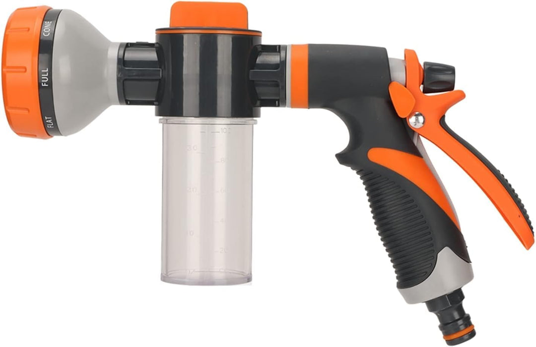 Garden Watering Foam Sprayer with 8 adjustable modes for plants, high pressure car wash, or pet shower