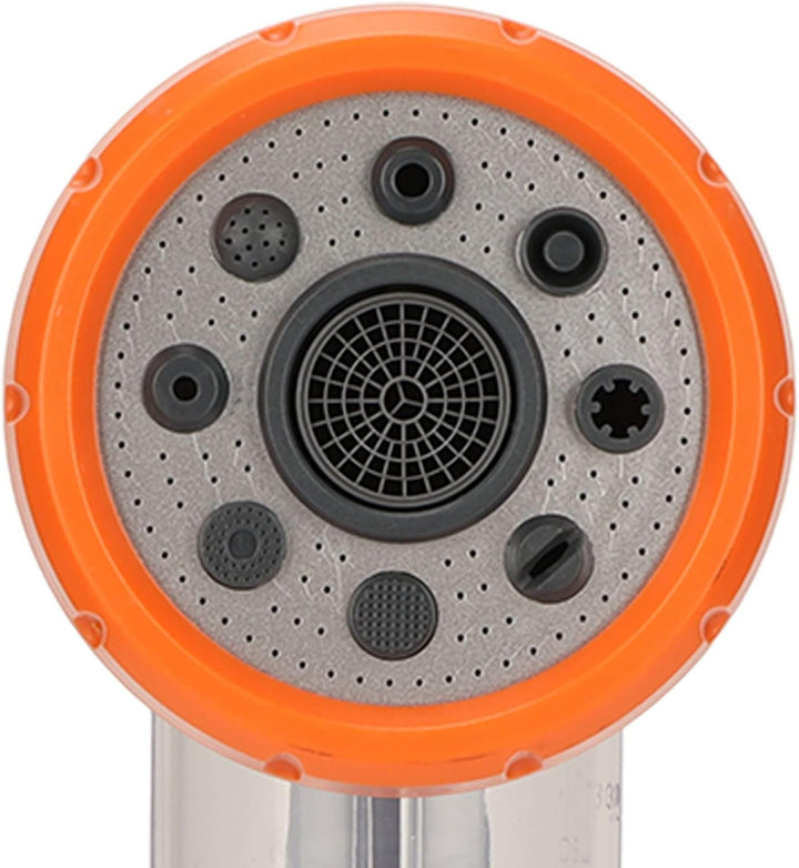 Ergonomic garden watering tool with 8 spray patterns, optimized for gardening and patio cleaning