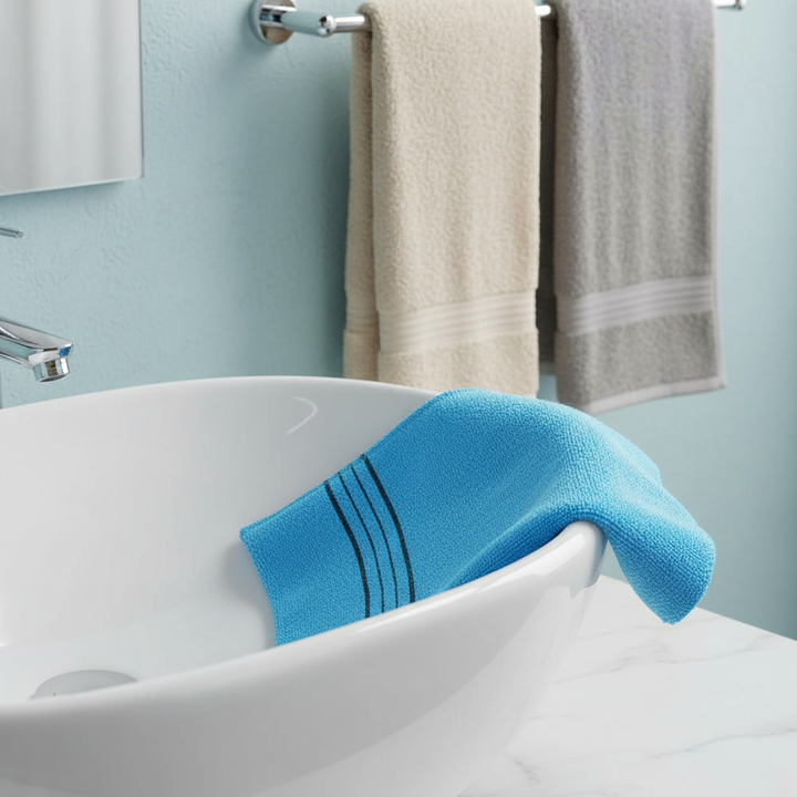 Gentle exfoliating bath towel in vibrant colors for an invigorating skincare routine