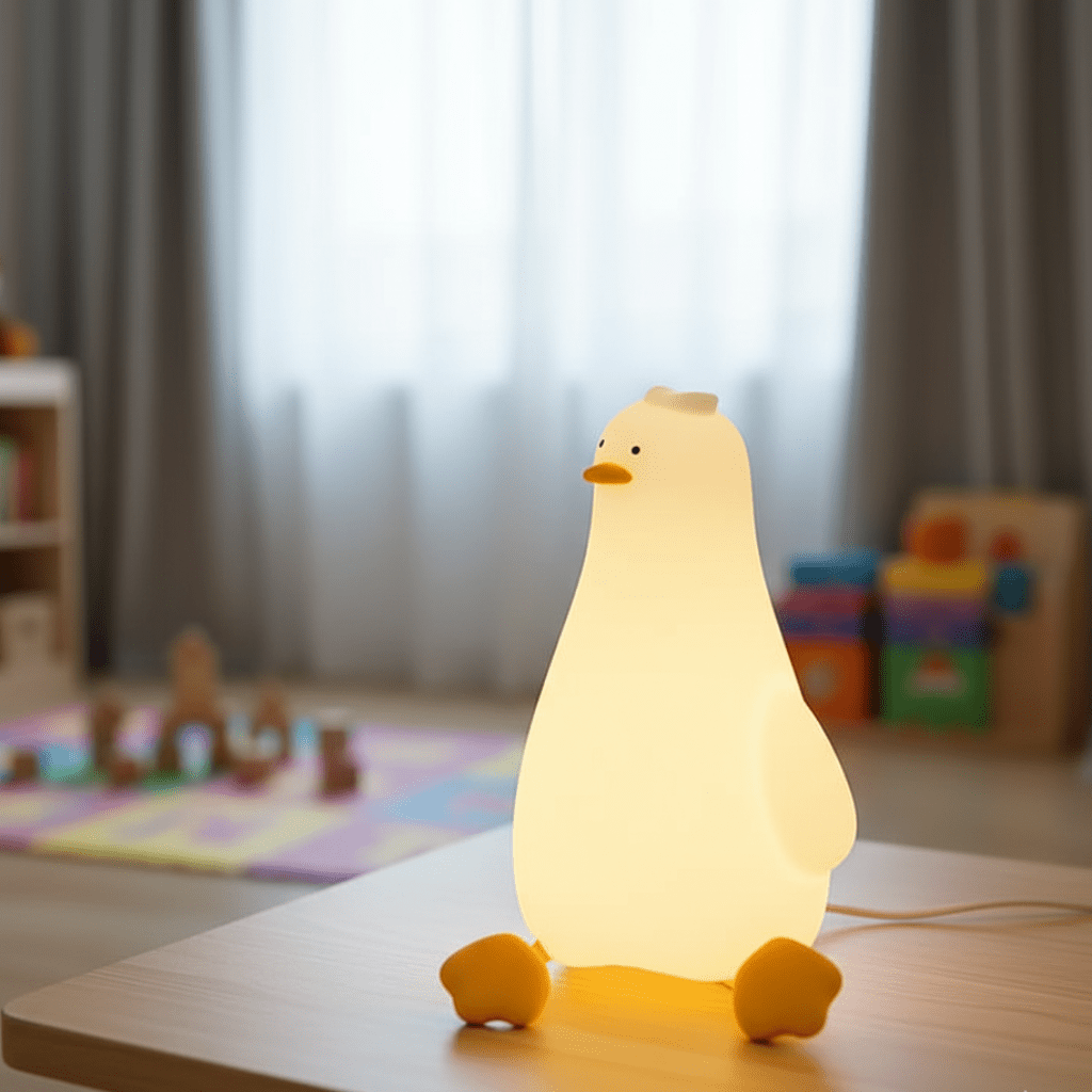 Gentle silicone animal night light for kids. BPA-free, rechargeable, dimmable, perfect for nursery and toddler sleep.