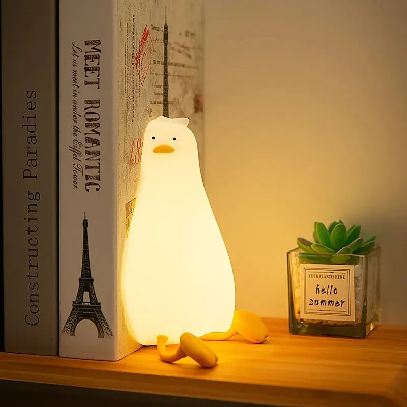 Cute animal silicone night light for toddlers, providing soothing dimmable light for peaceful sleep in their room.