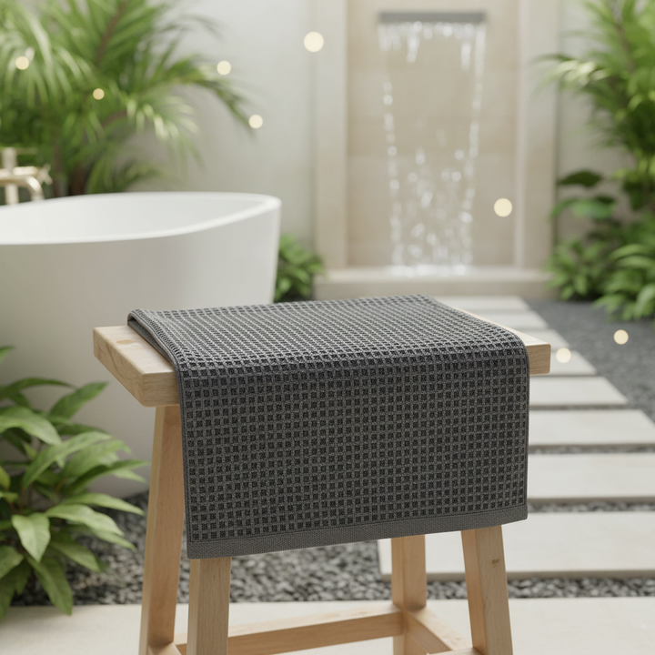 GentleCare exfoliating towel made from bamboo charcoal & silver ion for a spa-like body scrub experience