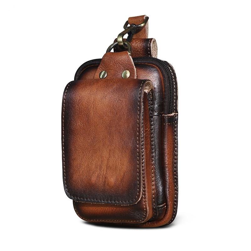 Men's genuine leather belt bag, perfect for travel & everyday essentials.