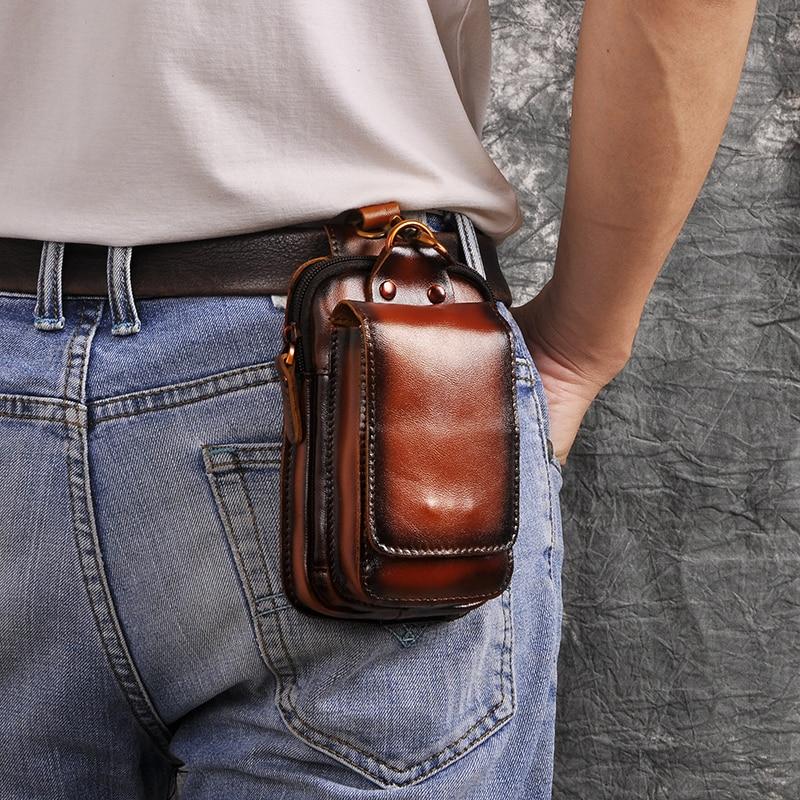 Stylish men's leather fanny pack, ideal for hands-free crossbody or waist carry.