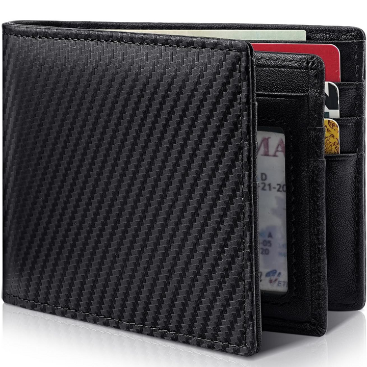 Gentleman's gift: Durable men's leather bifold wallet with RFID blocking. Slim card holder.