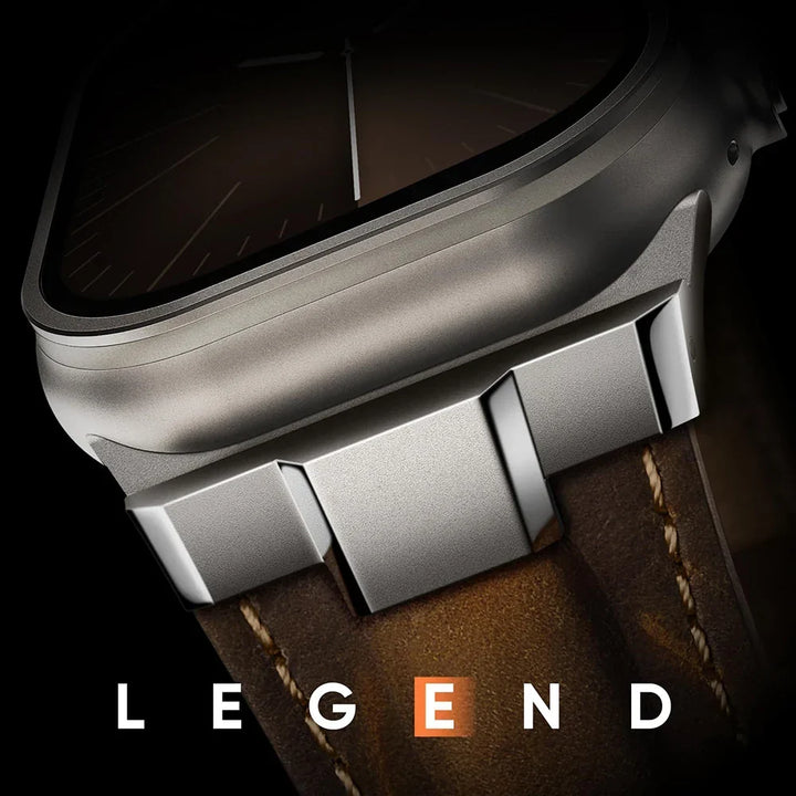 Soft, comfortable genuine leather watch band with a sturdy titanium buckle. Premium watch accessory.