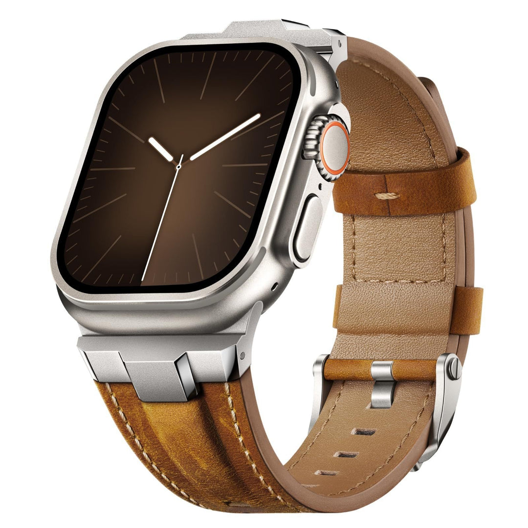 Unisex genuine leather watch strap, quick release. Titanium buckle ensures secure & comfortable fit.