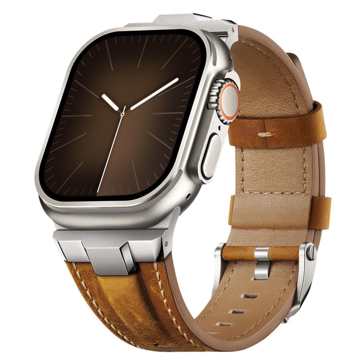 Unisex genuine leather watch strap, quick release. Titanium buckle ensures secure & comfortable fit.