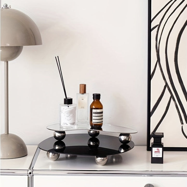 Geometric acrylic decorative tray for candles, diffusers, and modern home decor accents.