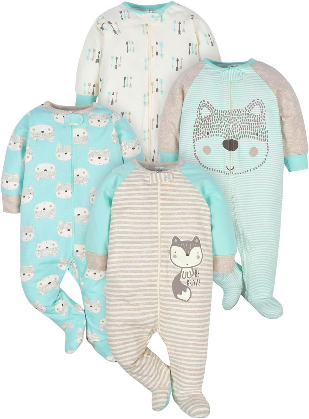 Gerber baby boys' soft blue cotton footed sleepsuit with front zip closure, perfect for infant sleepwear.