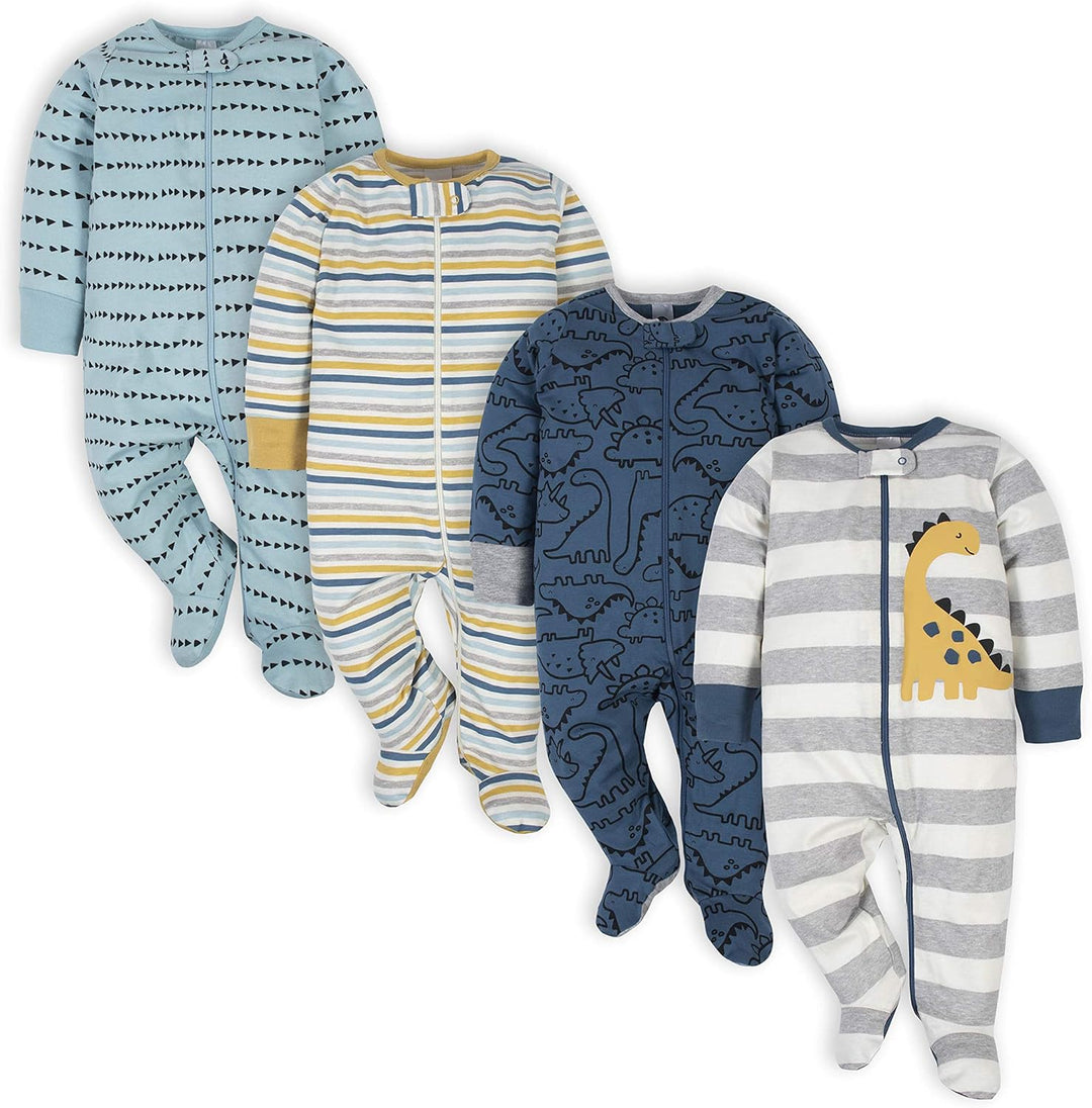 High-quality Gerber boys' clothing: cotton footed sleepsuit with safe zip closure, ensuring baby's comfort.