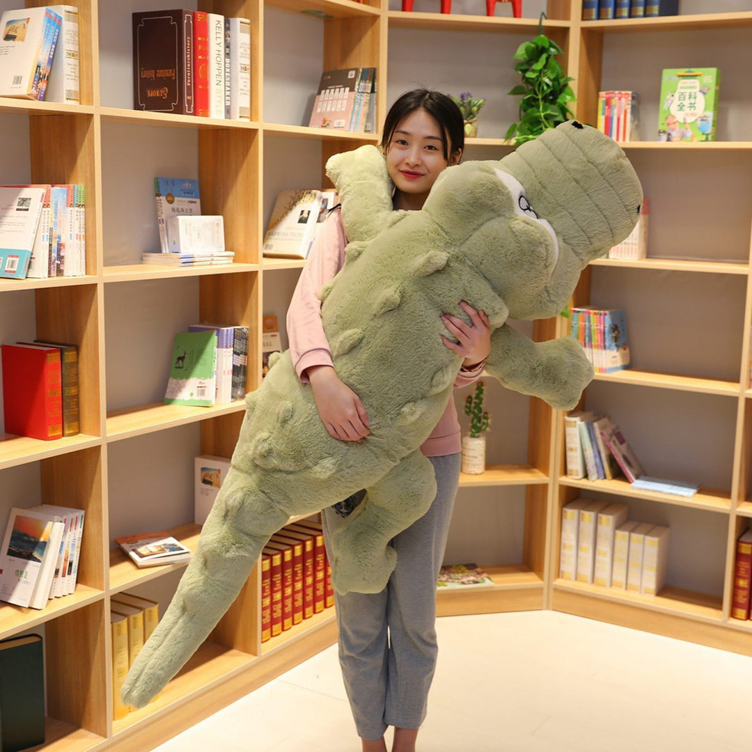 Giant crocodile plush toy, soft stuffed animal, perfect comfort pillow for kids & adults, hypoallergenic.