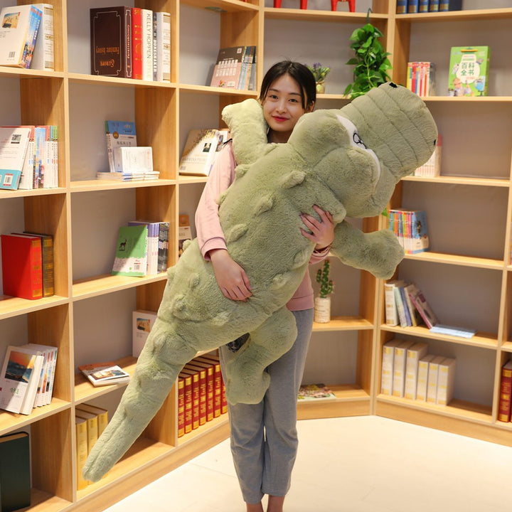 Giant crocodile plush toy, soft stuffed animal, perfect comfort pillow for kids & adults, hypoallergenic.