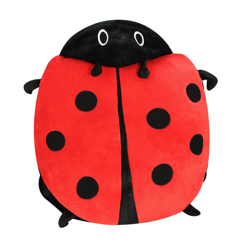 Giant red ladybug wearable plush pillow for kids, offering cozy comfort and a fun stuffed animal toy.