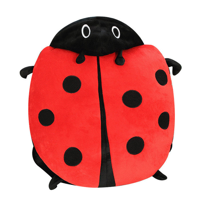Giant red ladybug wearable plush pillow for kids, offering cozy comfort and a fun stuffed animal toy.
