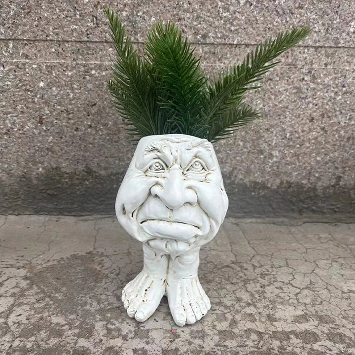 Whimsical GigglePot Funny Face Planter, a unique resin pot perfect for succulents & funny home decor.