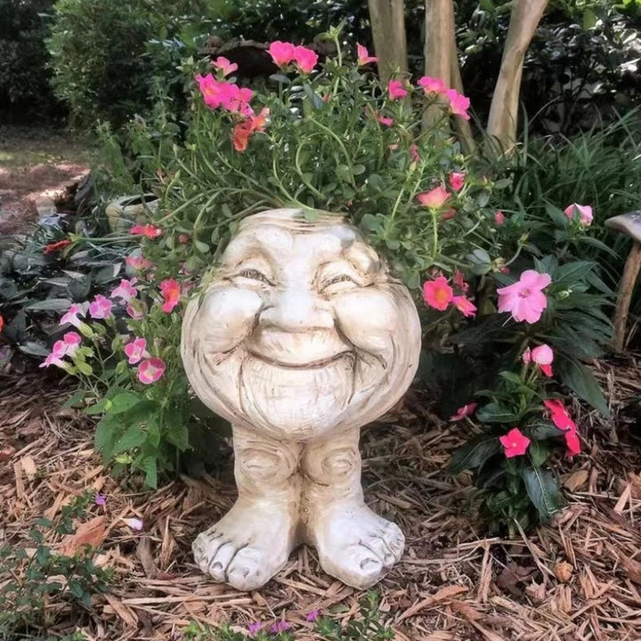 Funny Face Resin Succulent Planter, a whimsical GigglePot home accent & cute office decor plant holder.