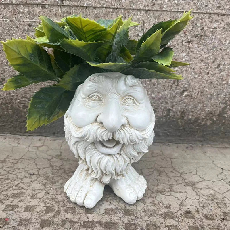 Funny Face Resin Planter, a whimsical GigglePot for succulents, brings cute and unique decor to life.