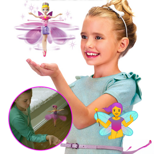Rechargeable flying princess toy with LED lights, interactive fun for kids' indoor playtime.