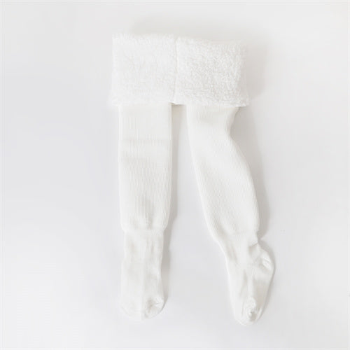 Girls' warm pink cotton winter tights, soft and cozy for cold weather play, toddler fashion