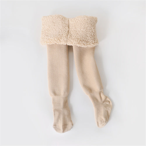 Set of three girls' warm cotton winter tights in assorted colors, practical kids' clothing essentials