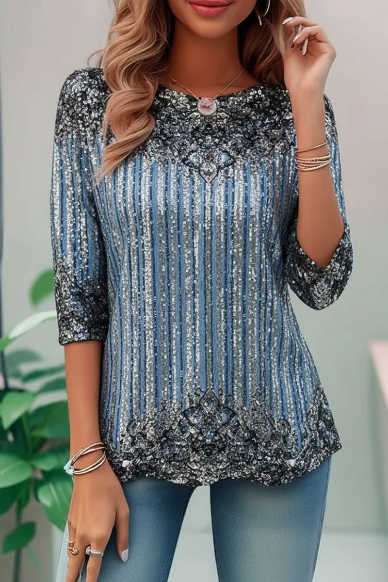 Elegant women's open back sequin top, ideal for a night out, showcasing a sophisticated back design.