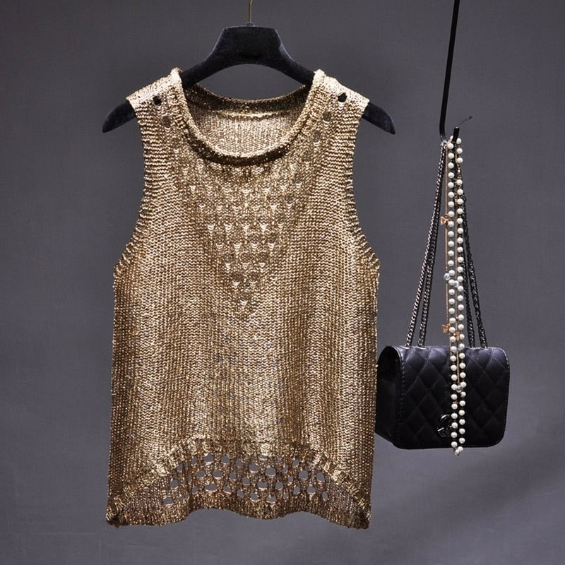 Glamorous women's shimmering sequin blouse, perfect for evening wear or a party. Sparkle top, elegant and stylish.
