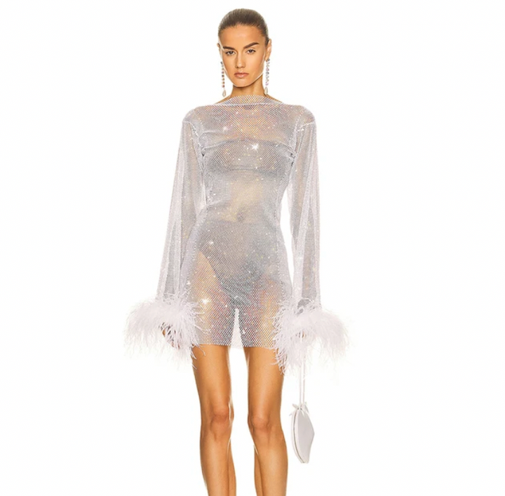 Glamorous women's sparkling mini party dress. Perfect for evenings, clubs & cocktails. Short & glittery.