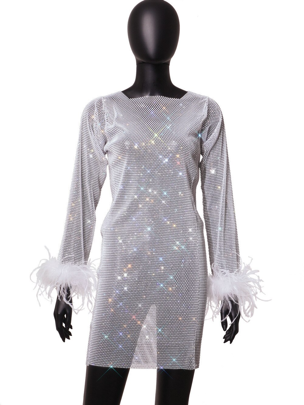 Shimmering women's mini party dress. A short, sparkling cocktail and clubwear dress for glamorous events.