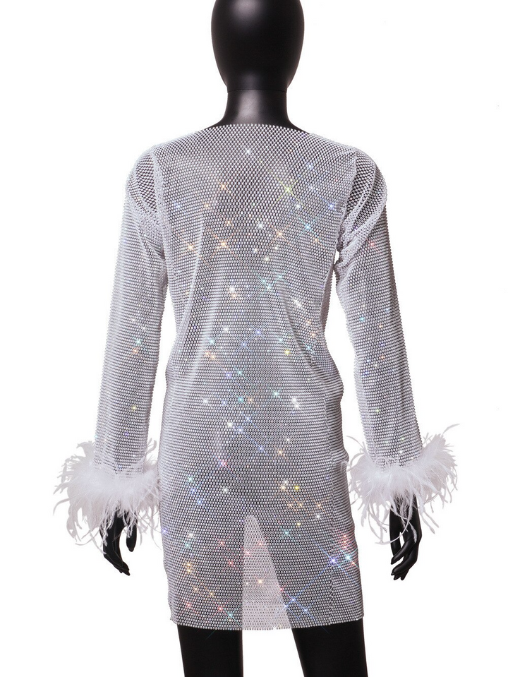 Women's sparkling mini party dress. Short, glamorous, and glittery cocktail & evening clubwear.