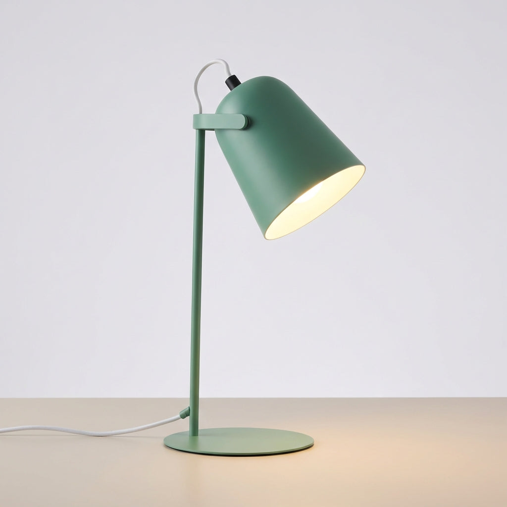 Glintor adjustable desk lamp in a home office setting, providing focused task lighting for reading and work.