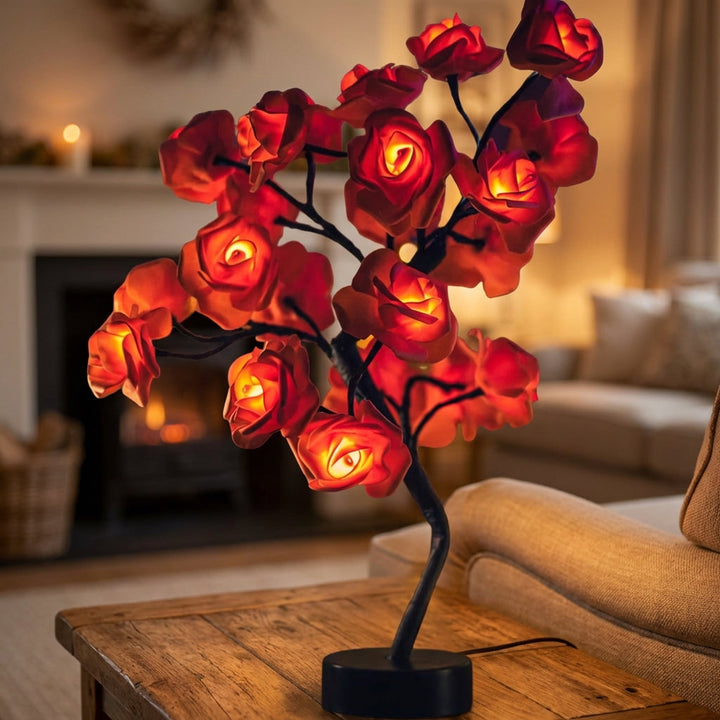 Glowbloom handcrafted floral light sculpture, rose lamp with warm LED, ideal home decor accent