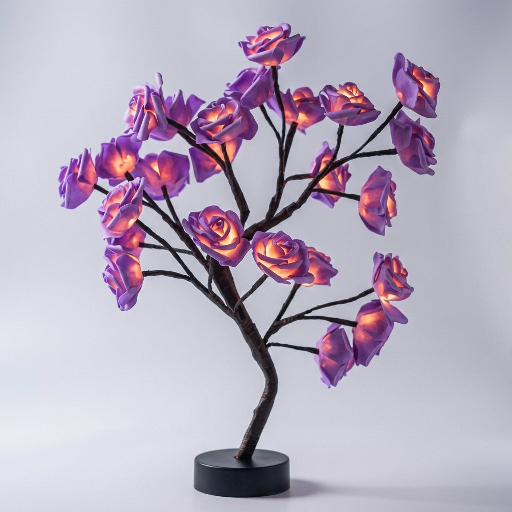 Detailed view of Glowbloom's handcrafted rose lamp, highlighting its unique texture and craftsmanship