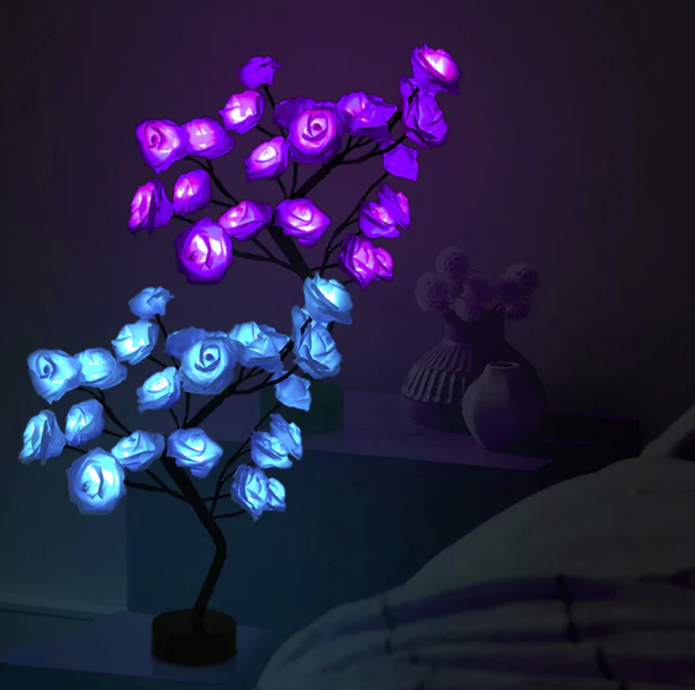 Glowbloom rose lamp, unique gift idea for home decor, adds touch of nature to any room