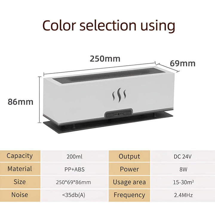 Experience calming ambiance with the GlowFlame multifunction aroma humidifier, featuring a unique flame effect.
